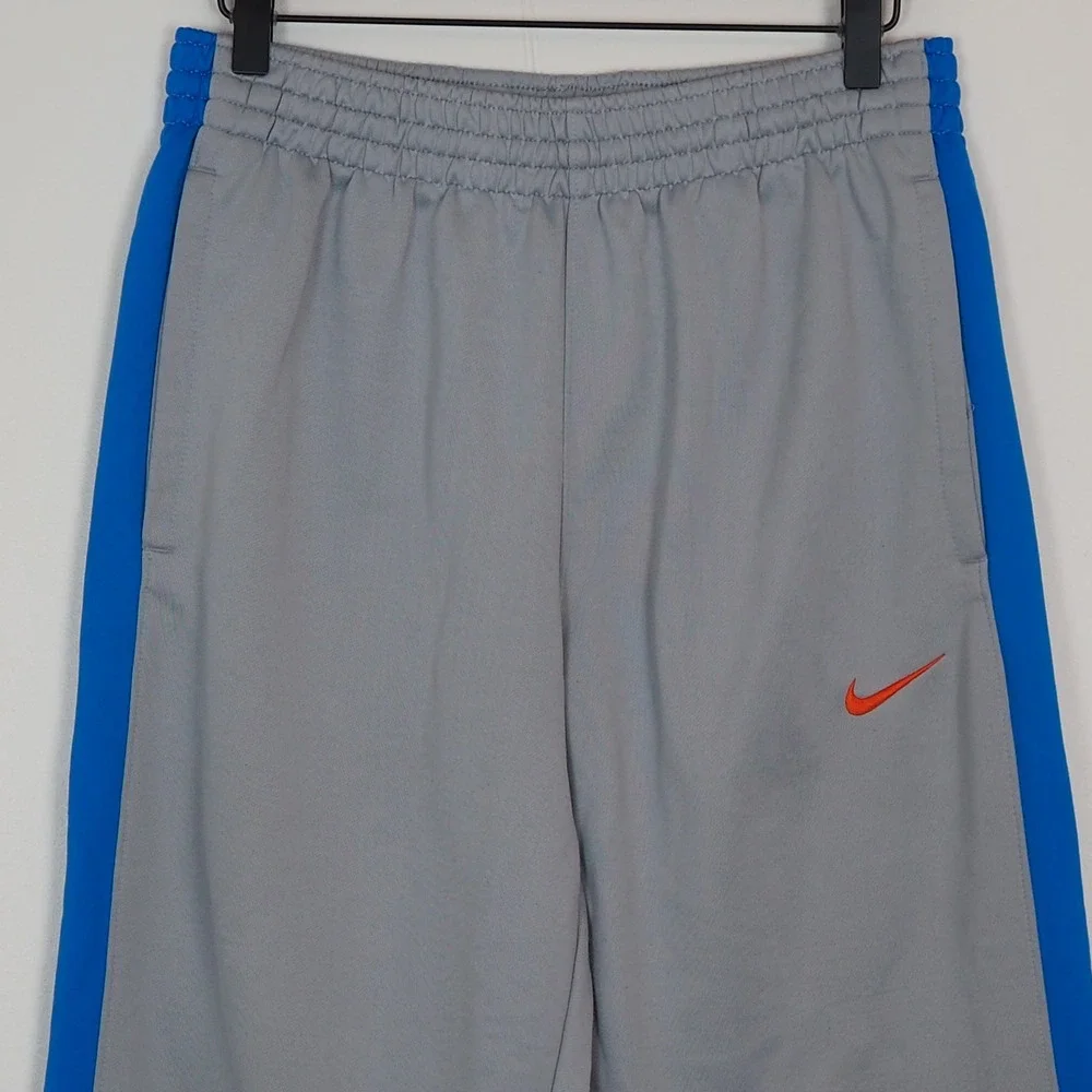 Nike Dri-Fit Track Pants Men's Size Medium Gray Blue Orange Zip Up Ankle